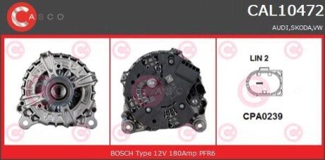 Генератор - (04L903023TX, 04L903023T, 03L903023MX) CASCO CAL10472GS