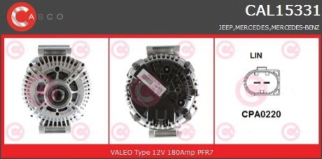 Alternator 12v 180a - (04801250AB, 04801250AA, 6421540202) CASCO CAL15331AS