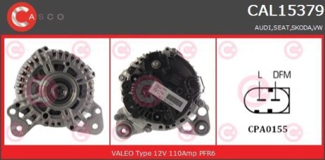 Alternator 12v 110a - (06F903023G, 06F903023B, 06F903023BX) CASCO CAL15379AS