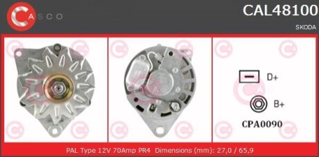 Alternator 12v 70a - (004003211, 004003211V, 004003211X) CASCO CAL48100AS