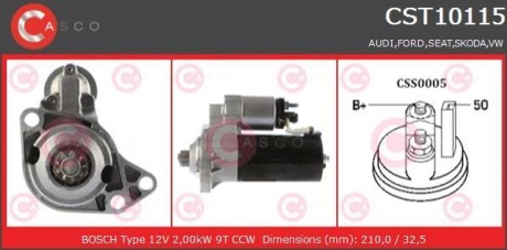 Стартер - (020911023D, 020911023P, 020911023PX) CASCO CST10115AS (фото 1)