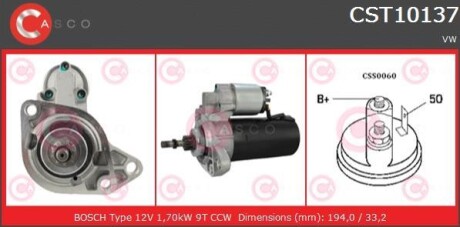 Стартер - (068911023GX, 068911024K, 068911023G) CASCO CST10137AS