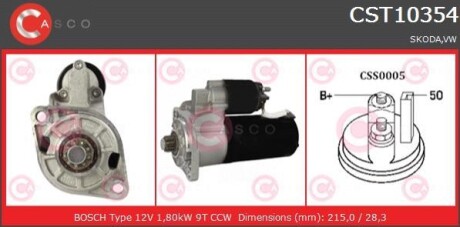 Стартер - (441040092196, 6U0911023AX, 6U0911023B) CASCO CST10354AS