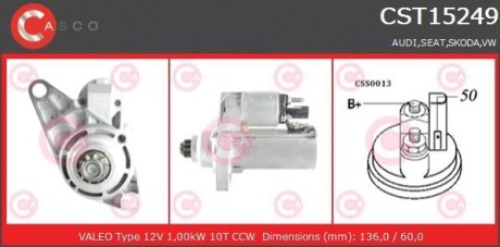 Rozrusznik 12v 1.1kw - CASCO CST15249AS