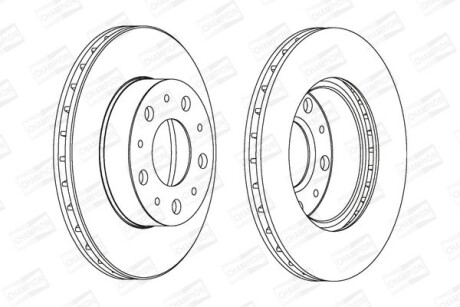 Диск тормозной передний (кратно 2) Fiat Ducato (02-)/Peugeot Boxer (02-)/Citroen Jumper (02-) - (51728378, 4249H9, 4249G5) CHAMPION 561969CH