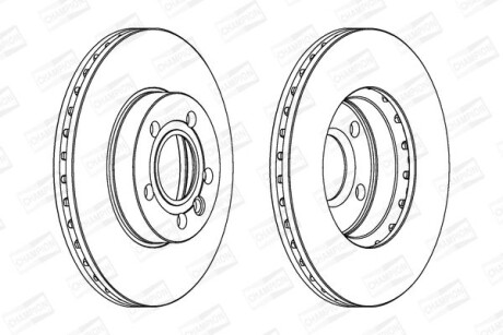 Диск тормозной передний (кратно 2) Ford Galaxy (95-)/VW Sharan (95-) - (1001093, 1045994, 1143640) CHAMPION 562043CH (фото 1)