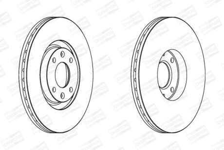 Диск тормозной передний (кратно 2) Citroen C4 Grand Picasso I (UA_) (06-13), C4 I (LC_) (04-14) - (9809266280, 9687602180, 424985) CHAMPION 562267CH