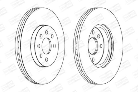 Диск тормозной передний (кратно 2) Opel Astra H (A04) (04-14), Astra H Classic Hatchback (A04) (09-) - (569006, 93175376, 93181113) CHAMPION 562278CH