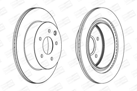 Диск гальмівний задній (кратно 2) Nissan Leaf, Juke (10-), X-Trail I, II / Renault Koleos (08-) - CHAMPION 562280CH