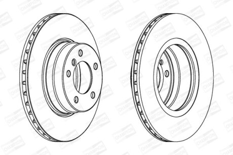 Диск тормозной передний (кратно 2) Bmw 5 (E39) (95-03), 5 (E60) (01-10) - (34116764021, 34116864059, 34116778967) CHAMPION 562320CH