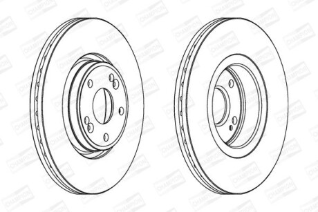 Диск тормозной передний (кратно 2) Renault Laguna II (Bg0/1_) (01-07, Laguna II Grandtour (Kg0/1_) (01-07) - CHAMPION 562381CH