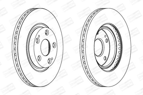 Диск тормозной передний (кратно 2) Toyota Auris (06-12), Avensis (03-08), Corolla (03-09) - (435120F010, 4351205080, 43512YZZAA) CHAMPION 562430CH