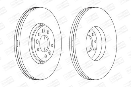 Диск тормозной передний (кратно 2) Citroen Jumpy (07-16), C5/Fiat Scudo (07-16)/Peugeot Expert (07-) - (424924, 424925, 424992) CHAMPION 562622CH