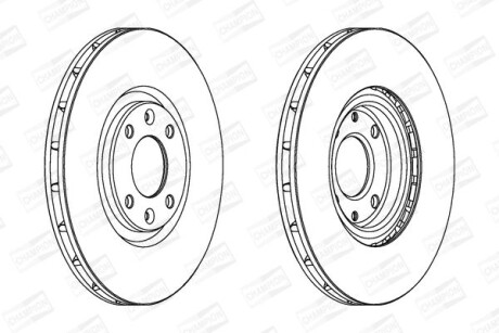 Диск тормозной передний (кратно 2) Citroen C4 I (06-), DS 5 (11-15)/Peugeot 2008 II (Ud_, Us_, Uy_, Uk_) (19-) - CHAMPION 562641CH