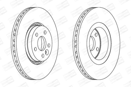 Диск тормозной передний (кратно 2) Volvo S80 (06-), V70 (06-), XC70 (07-) (562643CH-1) - (lr027107, lr000470, 31400764) CHAMPION 562643CH1