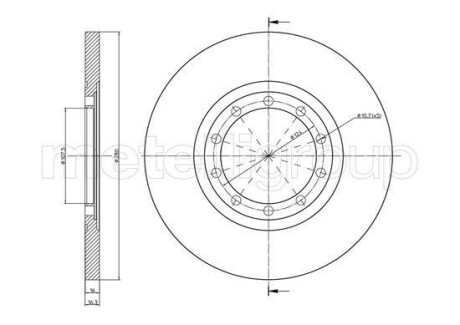 Гальмівний диск зад. Transit V347 06- (H=16mm) - CIFAM 800-998C