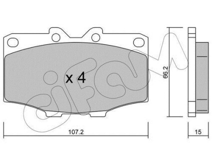 Гальмівні колодки зад. Toyota Land Cruiser 84- - (04465YZZCA, 0449135070, 0449135071) CIFAM 822-109-0 (фото 1)