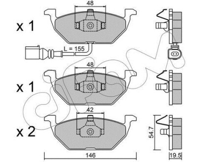 Гальмівні колодки пер. Caddy III/Golf V/Octavia/A3 03- (з датчиком) - CIFAM 822-211-2