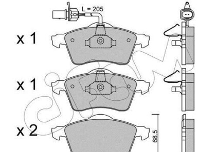 Комплект тормозных колодок, дисковый тормоз - CIFAM 822-263-1