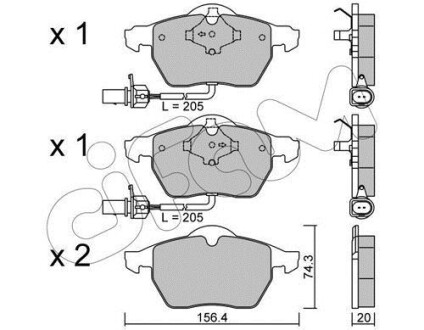 Гальмівні колодки пер. Passat B5/Audi A4/A6 00-05 - (4B0698151J, 4B0698151AB, 4B0698151AF) CIFAM 822-314-0 (фото 1)