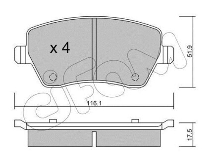 Гальмівні колодки пер. Kangoo/Logan 08-/Duster 10- (TRW) - CIFAM 822-485-0