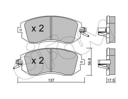 Гальмівні колодки пер. Subaru Impreza 02-/Forester 02- (akebono) - CIFAM 822-500-1