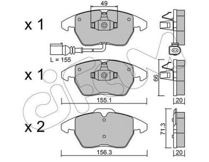 Гальмівні колодки пер. A1/A3/Altea/Beetle/Caddy/Up (04-21) - CIFAM 822-548-0