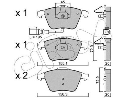 Гальмівні колодки пер. Caddy III/Golf V/Passat B6/Octavia A5 - (8J0698151A, 8P0698151) CIFAM 822-549-4