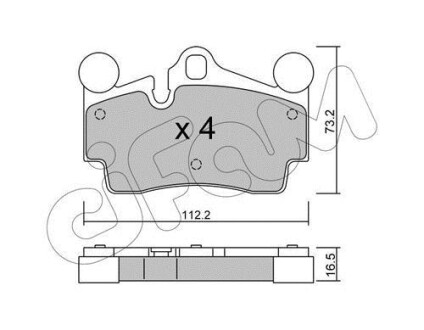 Гальмівні колодки зад. Audi Q7/Touareg/Cayenne (Brembo) (112,2x73,2x16,2) - CIFAM 822-655-0