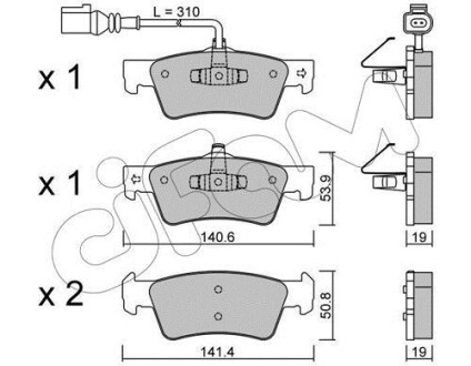 Гальмівні колодки зад. T5 03- (ATE)(диски 333x32.5mm) - (7L6698451COE) CIFAM 822-661-1