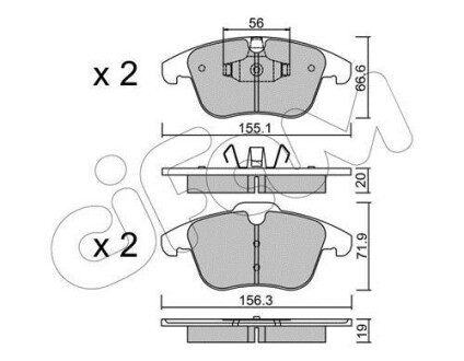 Гальмівні колодки пер. Mondeo 07-/Volvo S60/V60 10-/V70 02-/XC 70 08- - CIFAM 822-675-0