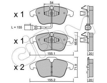 Гальмівні колодки пер. Tiguan 07-/Sharan 10- (Ate-Teves) - (5N0698151, 5N0698151A, 5N0698151B) CIFAM 822-675-1 (фото 1)