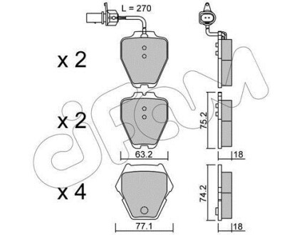 Гальмівні колодки пер. VW Phaeton 02-07 (TRW) - (3D0698151B, 4B0698151L, 4B0698151S) CIFAM 822-774-1 (фото 1)