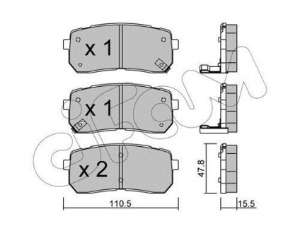 Гальмівні колодки зад. Hyundai H-1 08- (mando) - (583023JA00, 583023JA50, 583024DE00) CIFAM 822-786-0 (фото 1)