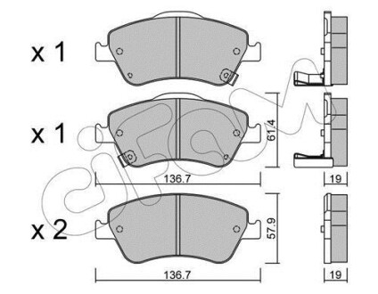 Гальмівні колодки пер. Toyota Auris 07-12 (bosch) (136,7x57,9x19,2) - CIFAM 822-794-0