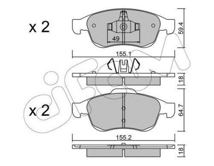 Гальмівні колодки пер. Megane 09-/Duster 10-/Dokker 13- - CIFAM 822-817-0