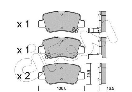 Комплект тормозных колодок, дисковый тормоз - CIFAM 822-881-0