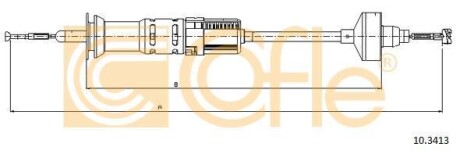 (Автом.)Трос зчеплення VW Golf 1,8 /2,0 (AAM /ABS /2B) 91- - (1H1721335G, 1H1721335B, 1H1721335A) COFLE 10.3413