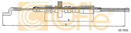 Трос ручного гальма зад. T4 -96 Л=Пр. (барабан) (844/506) - (701609701) COFLE 10.7391 (фото 1)