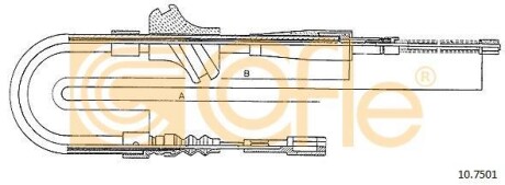 Трос ручного гальма лв. Audi 80/90 85-91 - (811609721J, 811609721H, 437711397) COFLE 10.7501