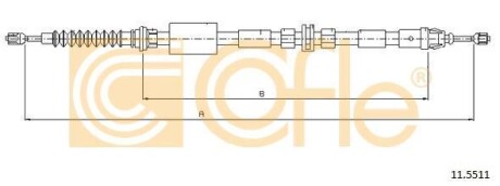 Трос ручного гальма зад. Mondeo III/IV 00- Л=Пр. (1735/1532) - (1116840, 1117105, 1126842) COFLE 11.5511