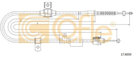 Трос ручного гальма зад. KIA CERATO 04- (-ABS) Л. (1576/1404) - COFLE 17.6050