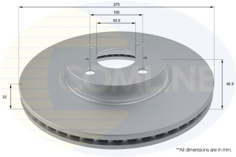 - Диск гальмівний вентильований з покриттям - (4351252130) COMLINE ADC01142V
