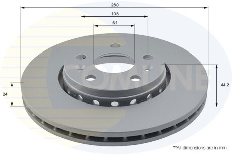 - Диск гальмівний вентильований з покриттям - COMLINE ADC1593V