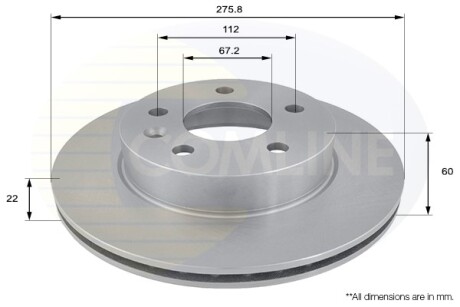 - Диск гальмівний вентильований з покриттям - COMLINE ADC1608V