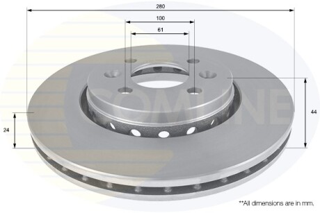 - Диск гальмівний вентильований з покриттям - COMLINE ADC2720V