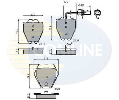 - Гальмівні колодки до дисків - (3D0698151B, 4B0698151L, 4B0698151S) COMLINE CBP11771