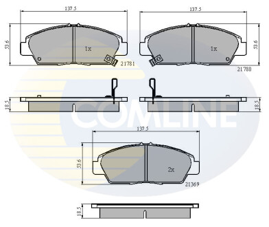 - Гальмівні колодки до дисків - (45022S30G10, 45022SE0G10, 45022SN7G40) COMLINE CBP3446