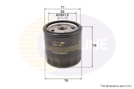 - Фільтр оливи (аналогWL7129/OC90) - COMLINE CDW11001