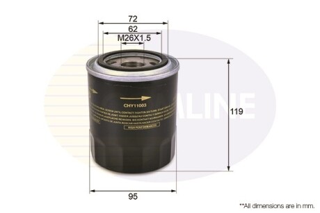 - Фільтр оливи (аналогWL7409/OC540) - (0K55114302, 2630042030, 2630042040) COMLINE CHY11003 (фото 1)